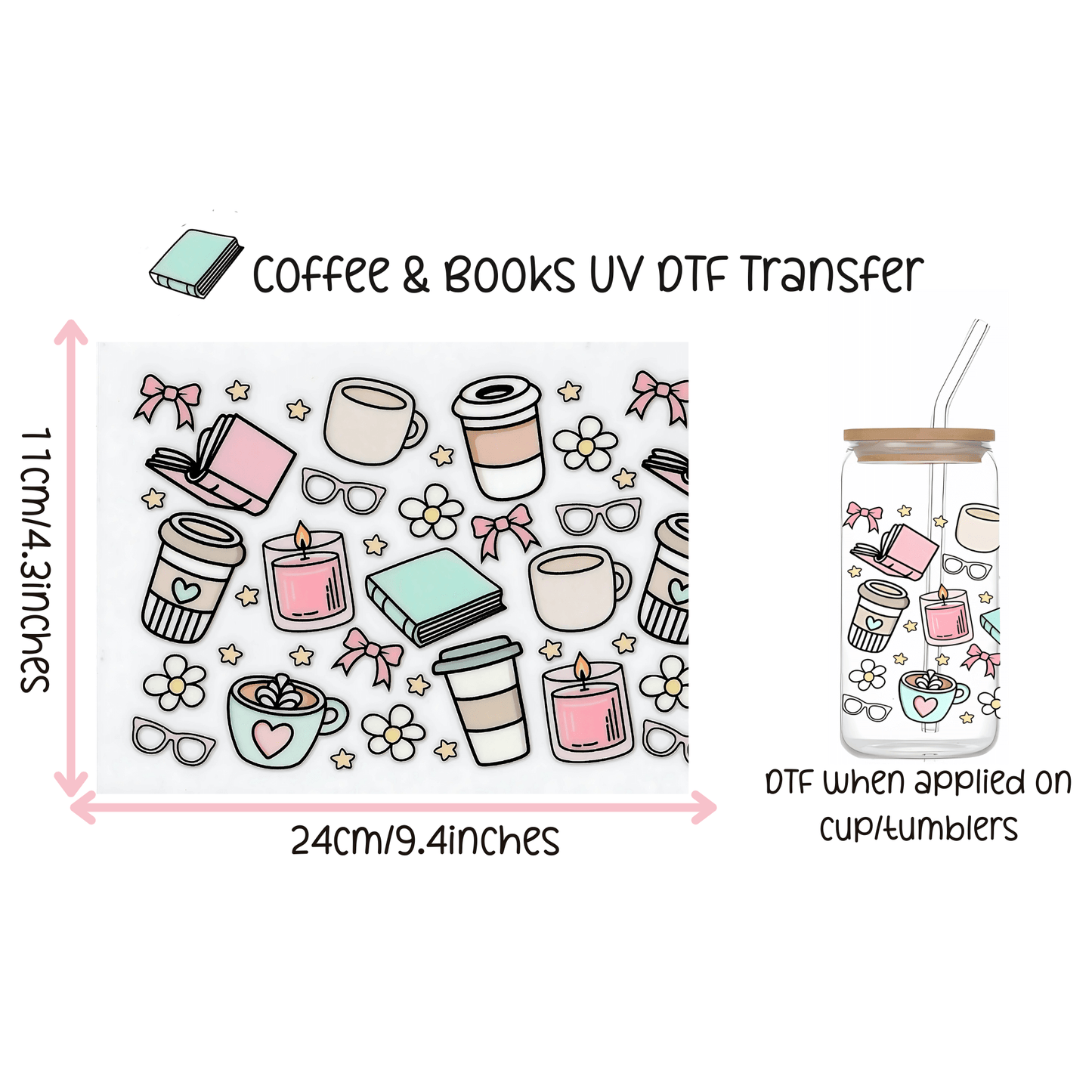 Coffee & Books UV DTF Transfer