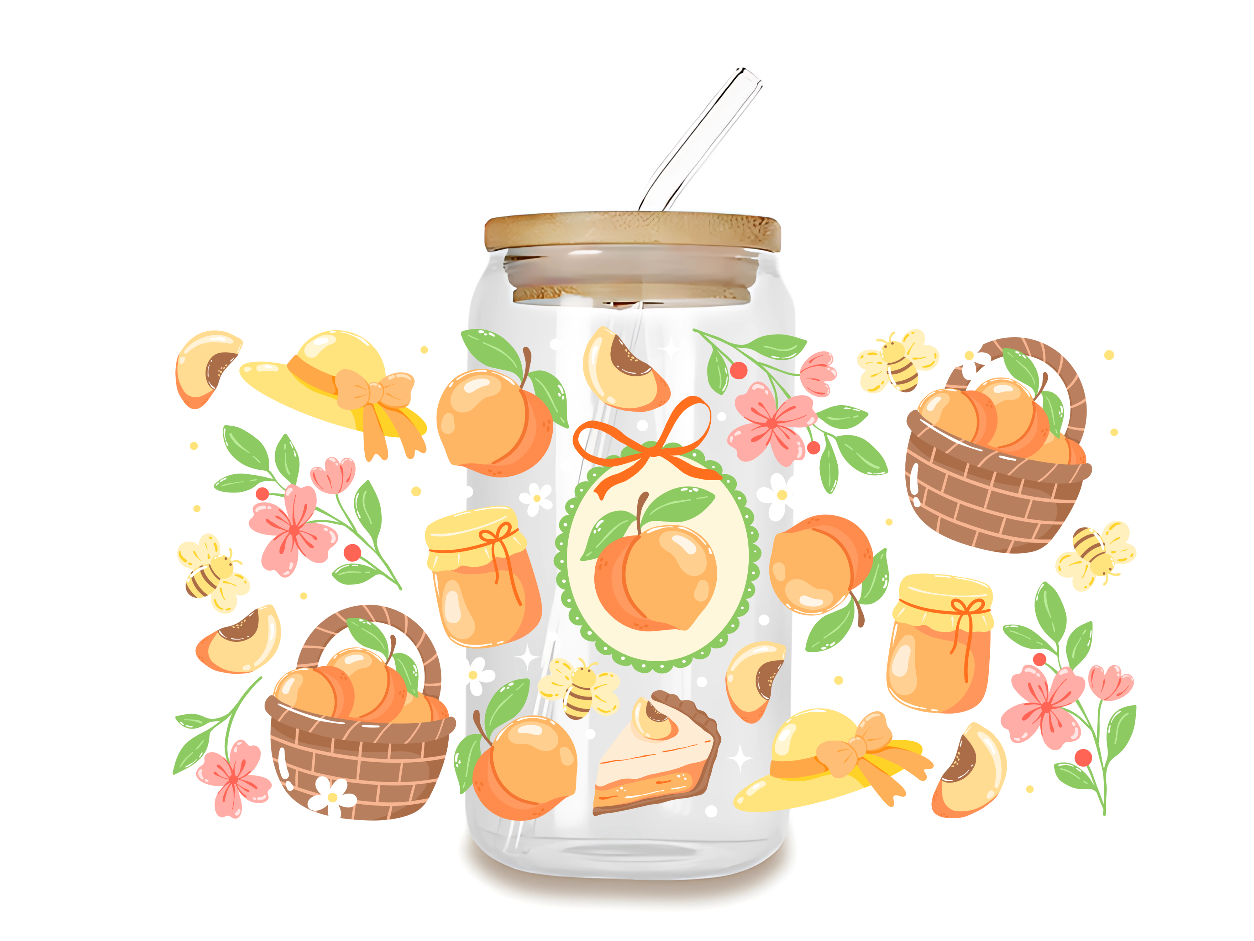 Cottagecore Peach Garden Glass Tumbler