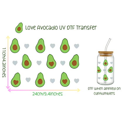 Love Avocado UV DTF Transfer