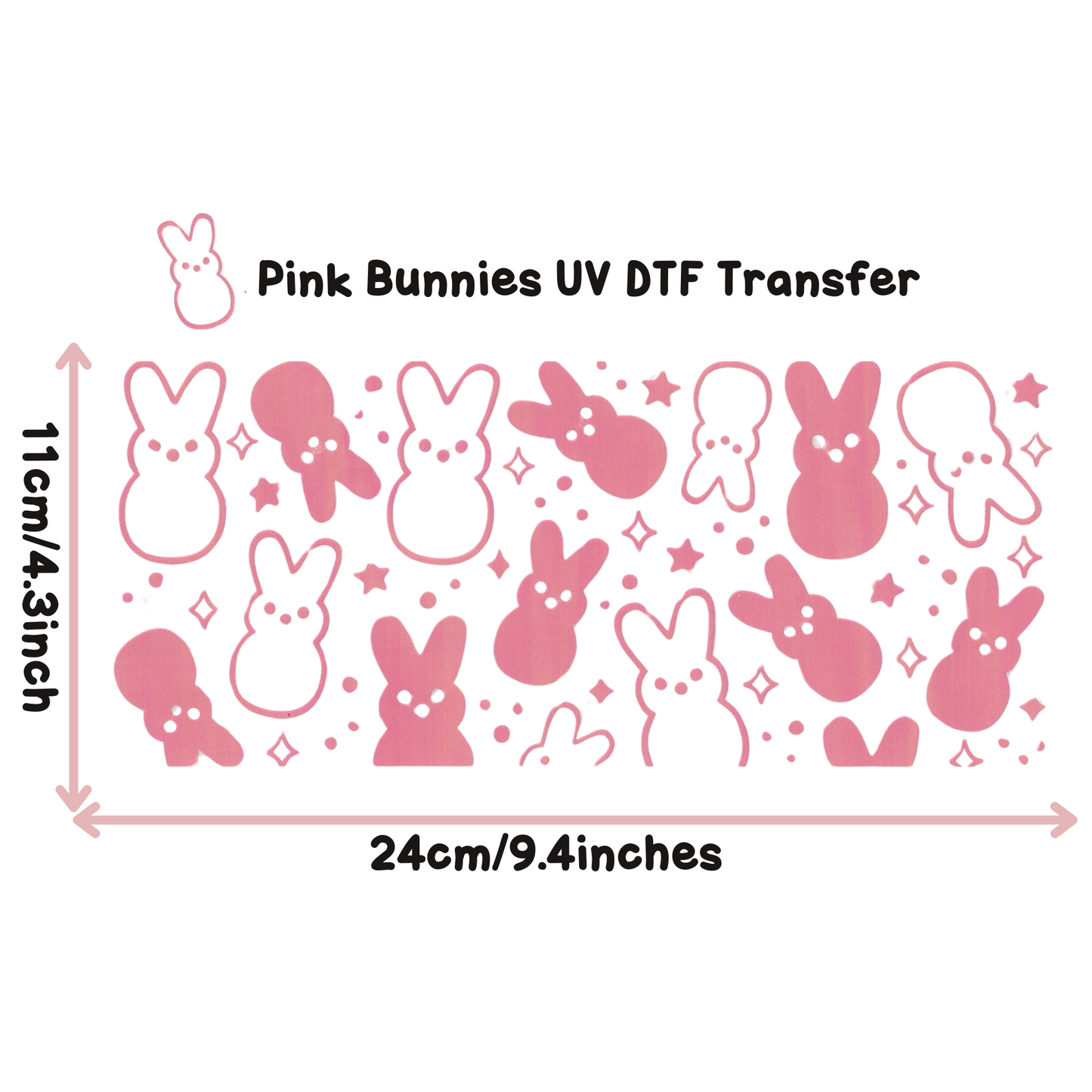 Pink Bunnies UV DTF Transfer