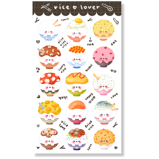 Rice Lover Sticker Sheet | Glossy Finish (4" x 6")