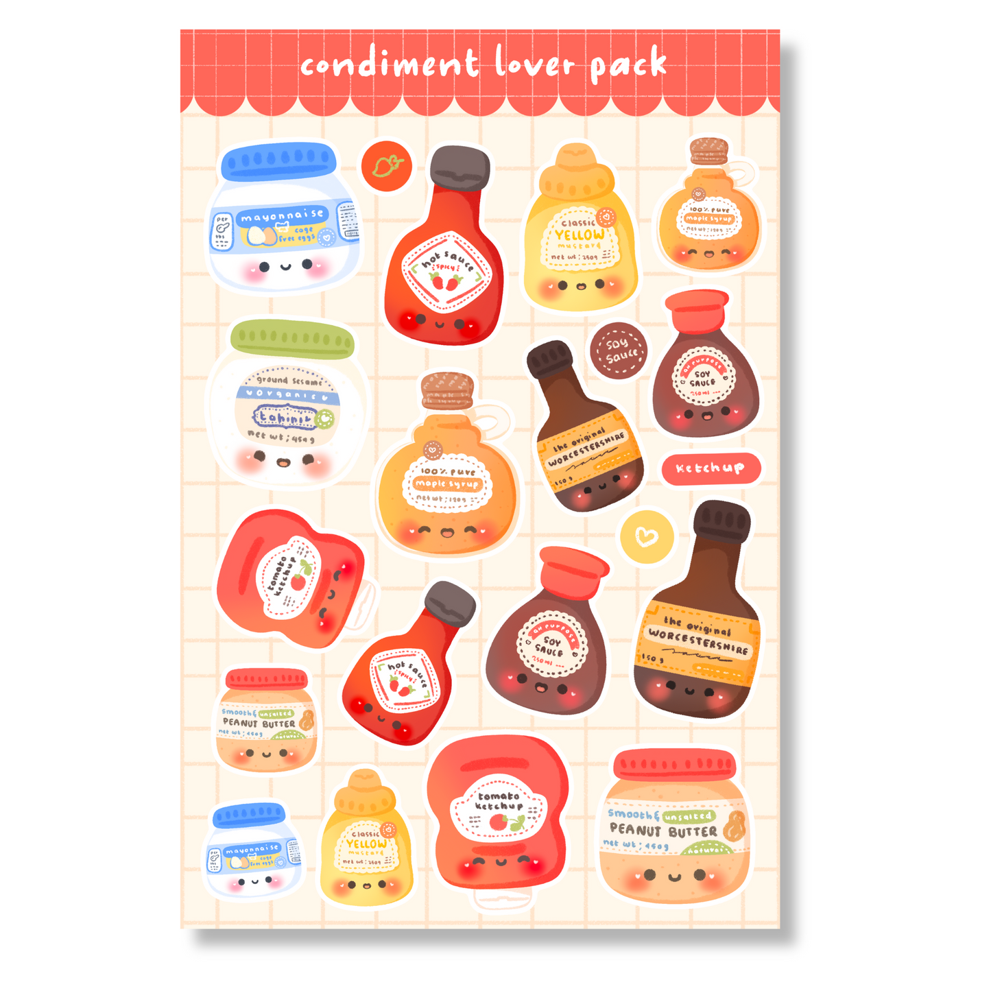 Condiment Lover Sticker Sheet | Glossy Finish (4" x 6")