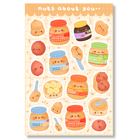 Nuts About You Sticker Sheet | Glossy Finish (4" x 6")