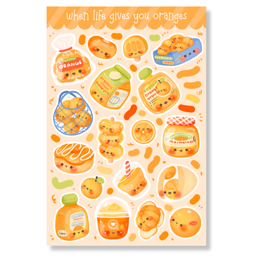 When Life Gives You Oranges Sticker Sheet | Glossy Finish (4" x 6")