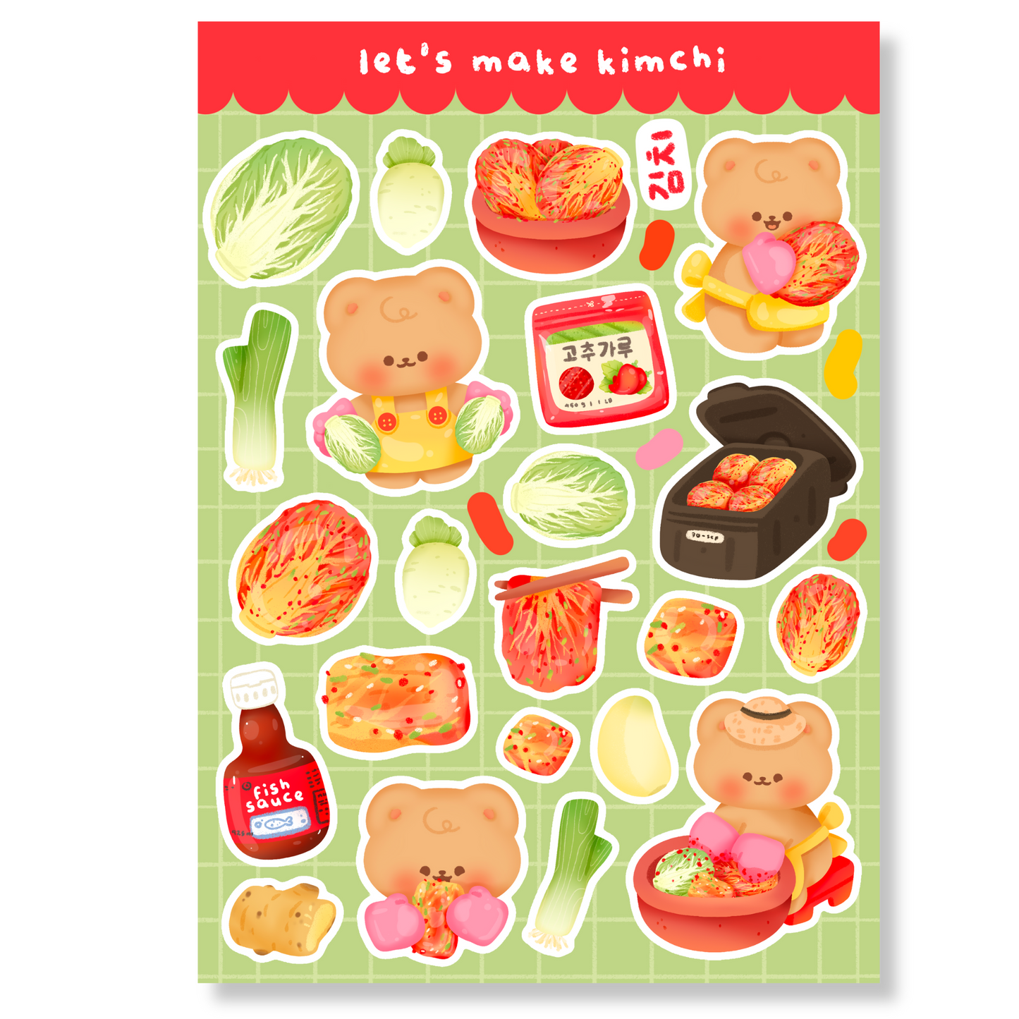 Make Kimchi Sticker Sheet | Glossy Finish (4" x 6")