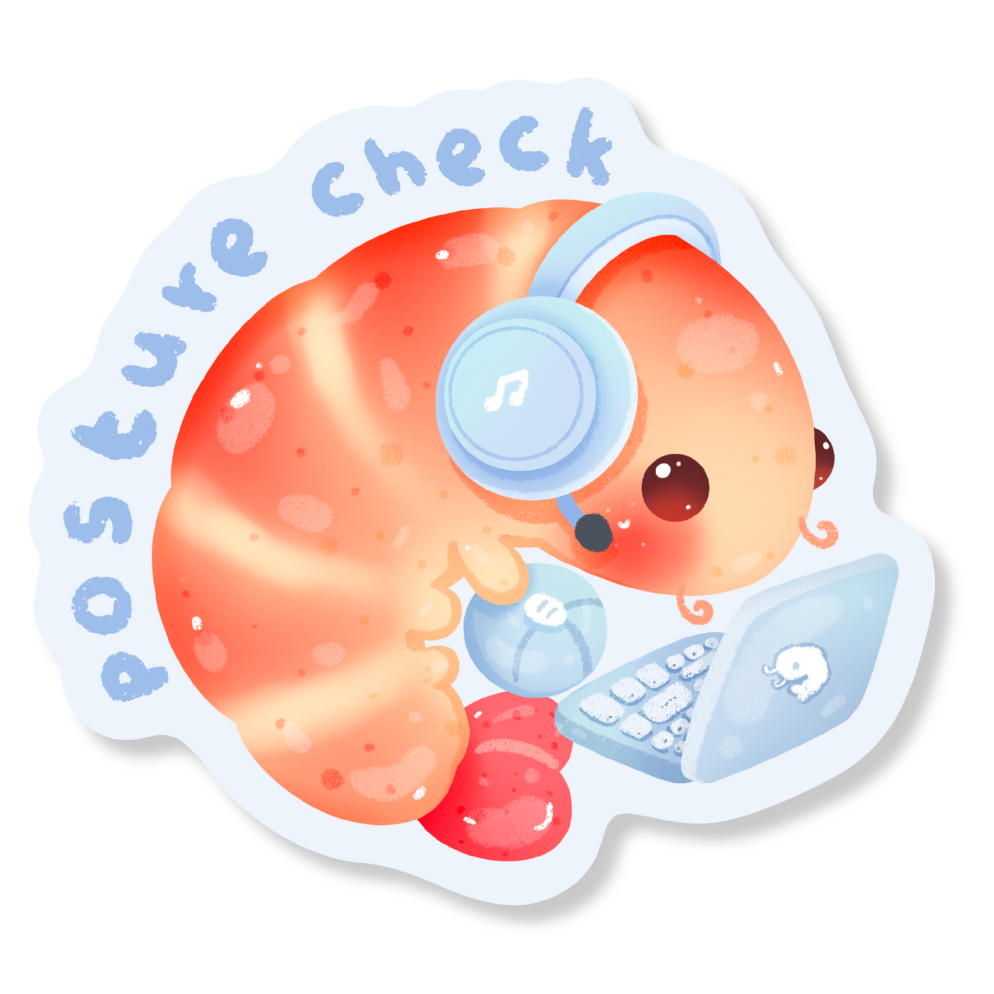 Shrimp - Posture Check Sticker Decal | Glossy Finish